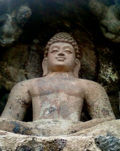 A Rock cut Seated Buddha Statue at Bojjannakonda, Visakhapatnam District
